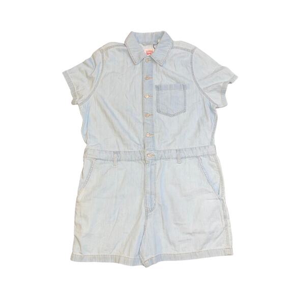 Levi's Heritage Short Sleeve Button up Romper XL Belt loops Jumper One Piece NWT - Picture 1 of 5